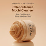 Calendula Rice Mochi Cleanser, Gentle Exfoliating Foam Wash for Sensitive, Dry, Rough Skin
