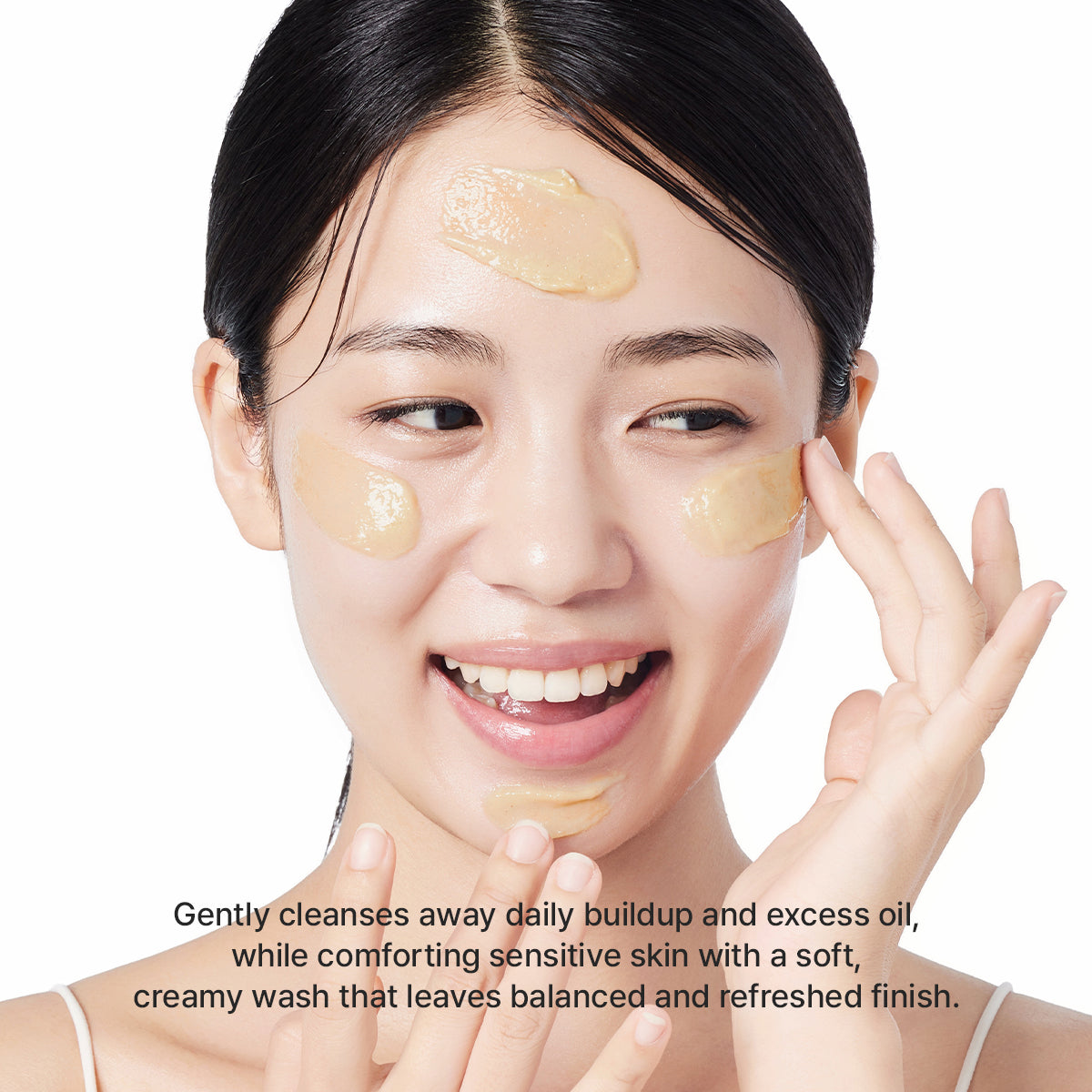 Calendula Rice Mochi Cleanser, Gentle Exfoliating Foam Wash for Sensitive, Dry, Rough Skin